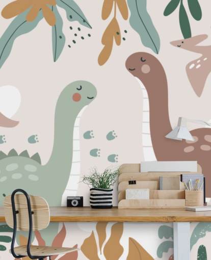Cute Dinosaurs in the Tropics Wallpaper Mural for kids bedroom Cute Dinosaurs in the Tropics Wallpaper Mural for kids bedroom
