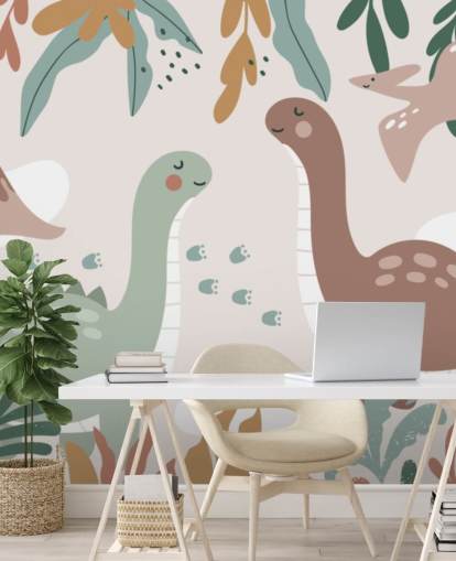 Cute Dinosaurs in the Tropics Wallpaper Mural for kids bedroom Cute Dinosaurs in the Tropics Wallpaper Mural for kids bedroom