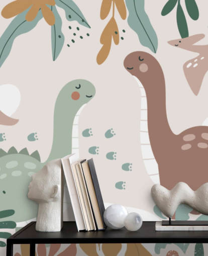 Cute Dinosaurs in the Tropics Wallpaper Mural for kids bedroom Cute Dinosaurs in the Tropics Wallpaper Mural for kids bedroom