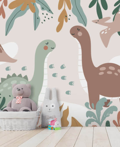 Cute Dinosaurs in the Tropics Wallpaper Mural for kids bedroom Cute Dinosaurs in the Tropics Wallpaper Mural for kids bedroom