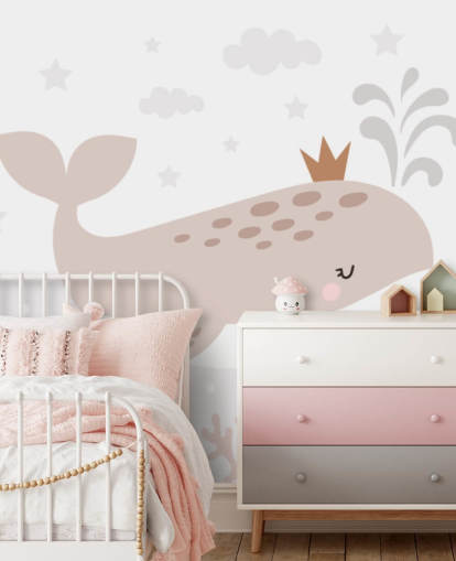 papier peint mural Whale King en beige papier peint mural Whale King en beige