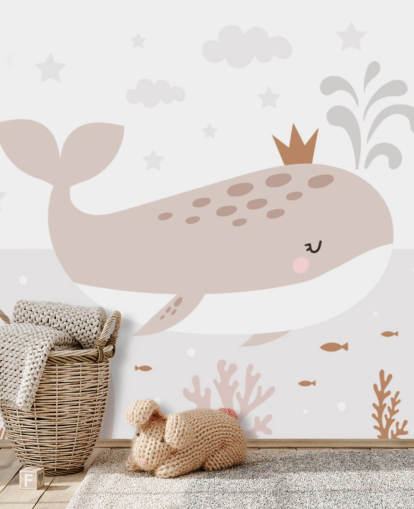 papier peint mural Whale King en beige papier peint mural Whale King en beige