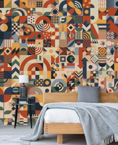 fotobehang met geometrische abstracte blokken