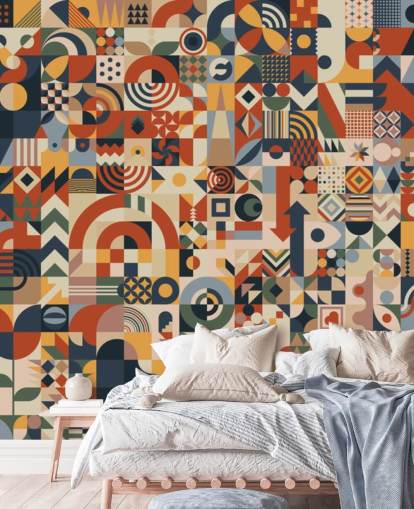 fotobehang met geometrische abstracte blokken