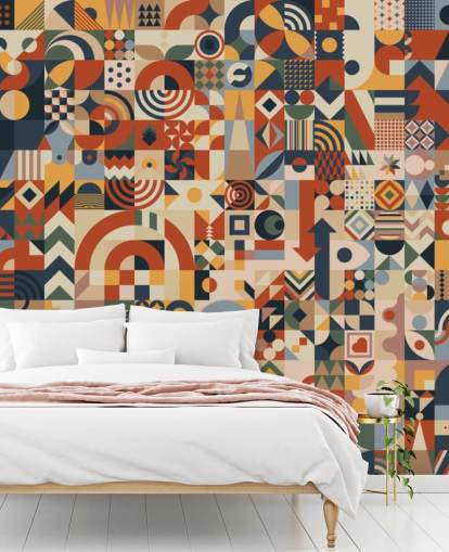 geometric abstract blocks wallpaper wall mural