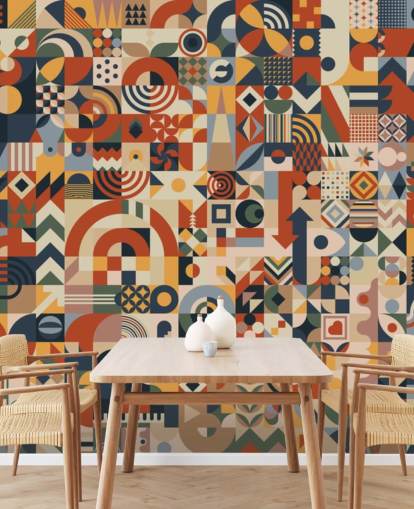mural de parede de papel de parede de blocos abstratos geométricos