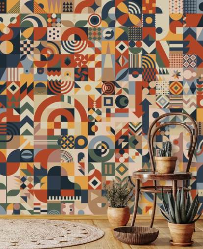 Tapeten-Wandbild mit geometrischen abstrakten Blöcken Tapeten-Wandbild mit geometrischen abstrakten Blöcken
