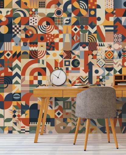 fotobehang met geometrische abstracte blokken