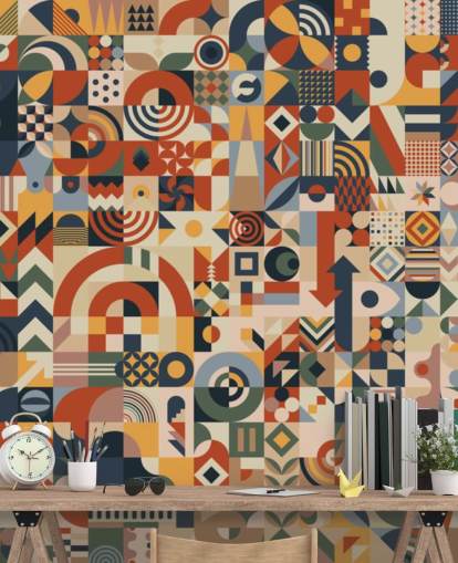 fotobehang met geometrische abstracte blokken