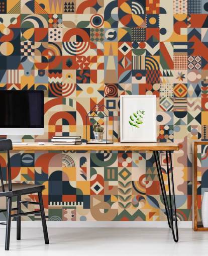 geometric abstract blocks wallpaper wall mural