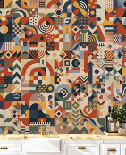 geometric abstract blocks wallpaper wall mural