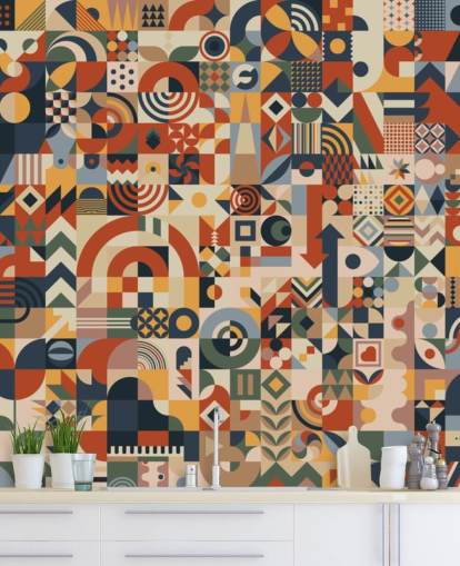 geometric abstract blocks wallpaper wall mural
