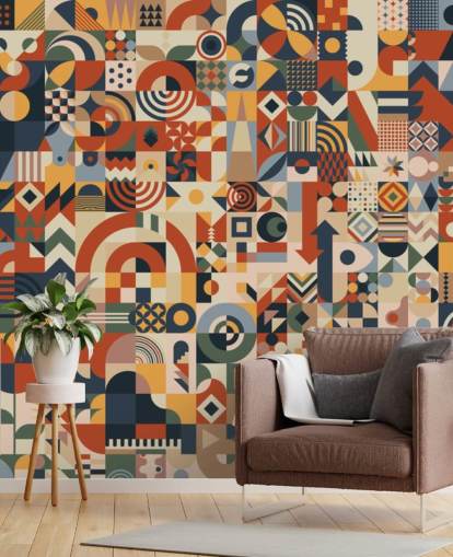 geometric abstract blocks wallpaper wall mural