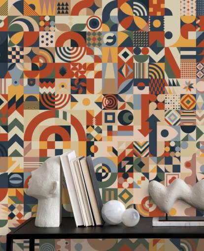 geometric abstract blocks wallpaper wall mural