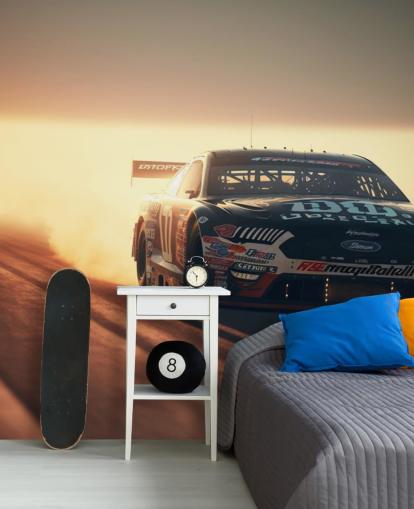 dark customisable NASCAR wallpaper mural called NASCAR On Track for bedrooms, offices and man caves