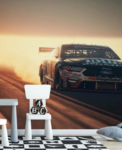 dark customisable NASCAR wallpaper mural called NASCAR On Track for bedrooms, offices and man caves