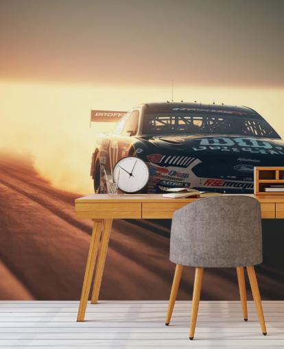 papier peint mural NASCAR foncé personnalisable appelé NASCAR On Track pour les chambres, les bureaux et les grottes