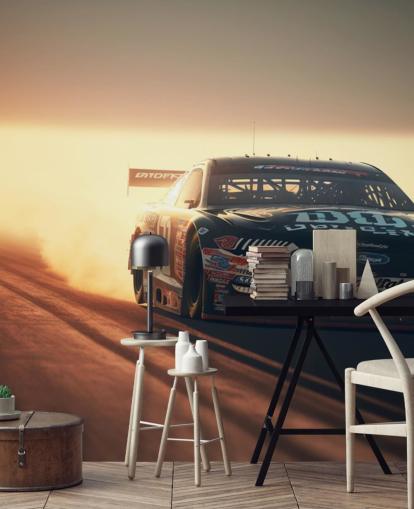 dark customisable NASCAR wallpaper mural called NASCAR On Track for bedrooms, offices and man caves