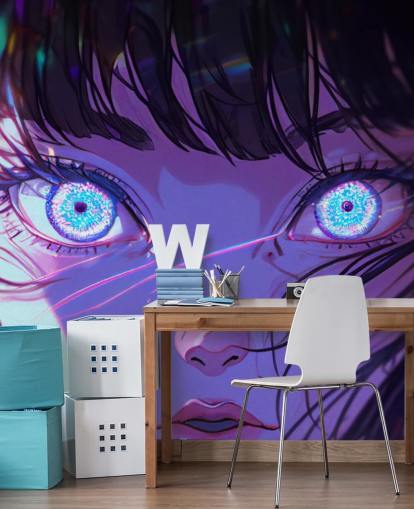 Mooi anime-meisje met blauwe ogen Mooi anime-meisje met blauwe ogen