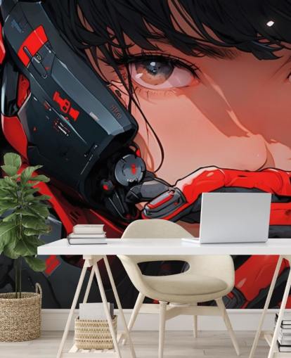 fresque murale d'anime personnalisable rouge et gris appelée Anime Future Soldier pour les chambres et les salles de jeux fresque murale d'anime personnalisable rouge et gris appelée Anime Future Soldier pour les chambres et les salles de jeux