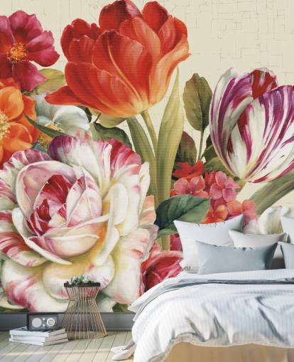 farbenfrohes botanisches Wandbild