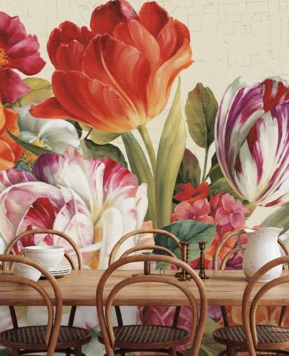 colourful botanical wall mural