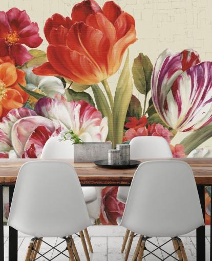 farbenfrohes botanisches Wandbild