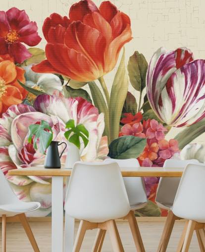 farbenfrohes botanisches Wandbild