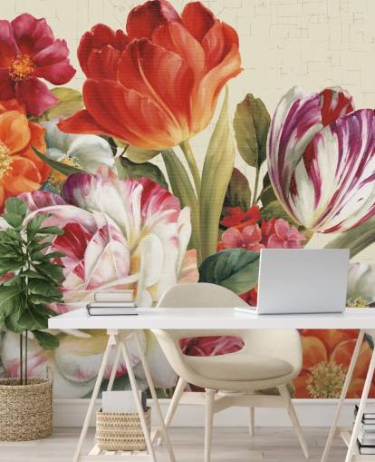 colourful botanical wall mural