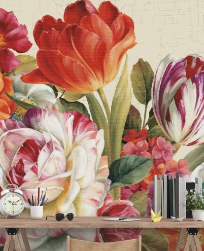 farbenfrohes botanisches Wandbild