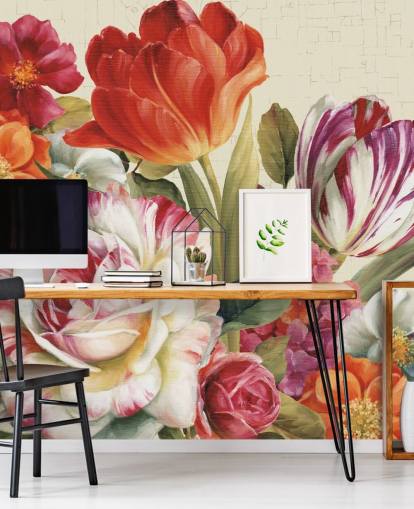 farbenfrohes botanisches Wandbild