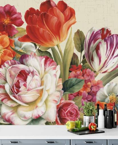 murale botanico colorato