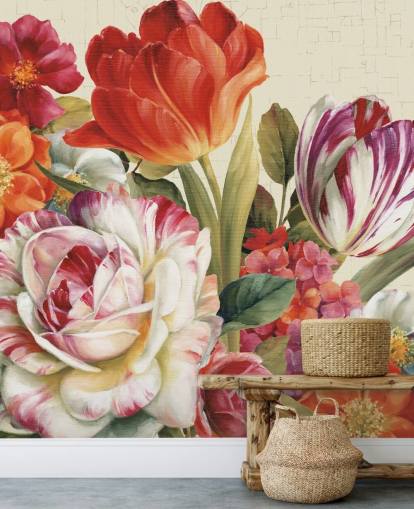 farbenfrohes botanisches Wandbild