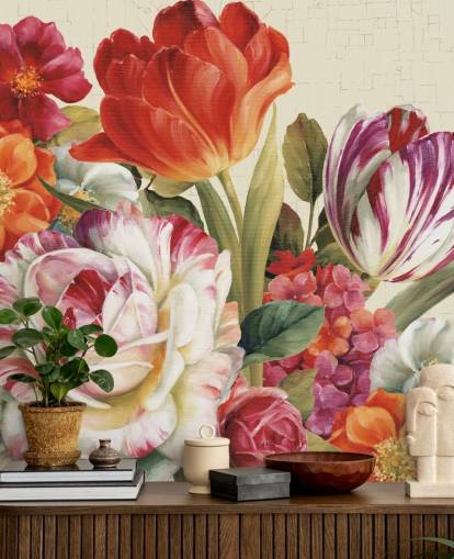 colourful botanical wall mural
