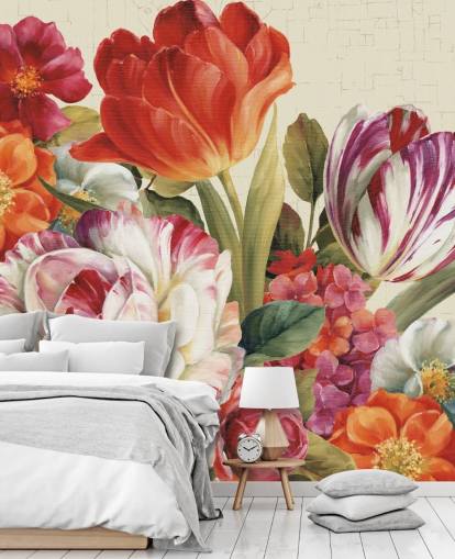 farbenfrohes botanisches Wandbild