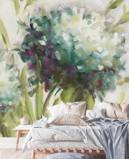 blue Hydrangea Field botanical Wall Mural by Lisa Audit