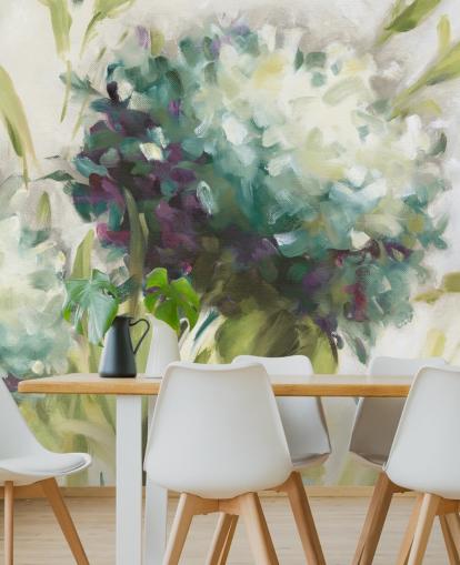 Decorazione murale botanica con campo di ortensie blu di Lisa Audit