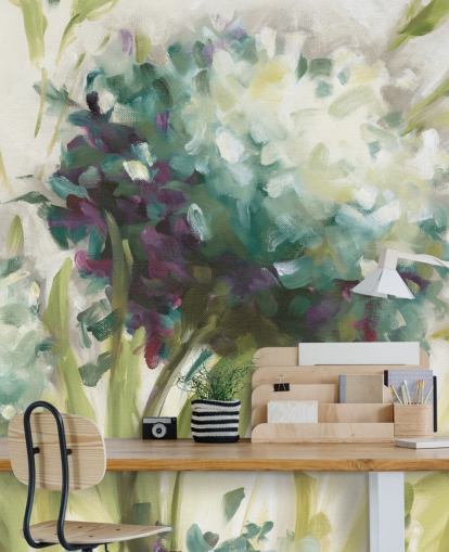 blue Hydrangea Field botanical Wall Mural by Lisa Audit
