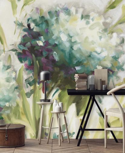 blue Hydrangea Field botanical Wall Mural by Lisa Audit