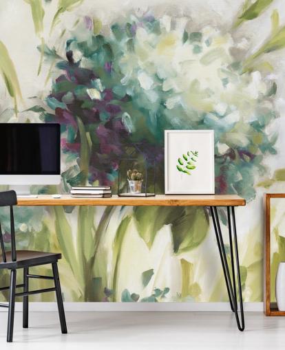 blue Hydrangea Field botanical Wall Mural by Lisa Audit