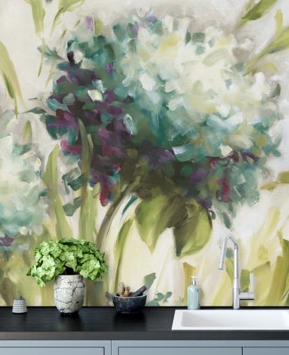 blue Hydrangea Field botanical Wall Mural by Lisa Audit