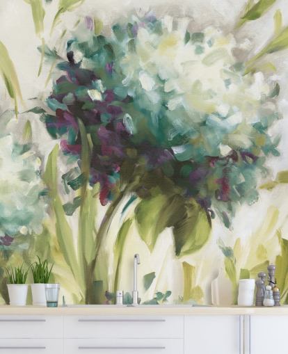 blue Hydrangea Field botanical Wall Mural by Lisa Audit