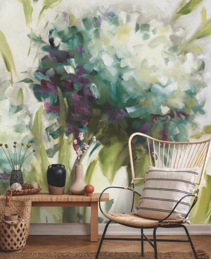 blue Hydrangea Field botanical Wall Mural by Lisa Audit