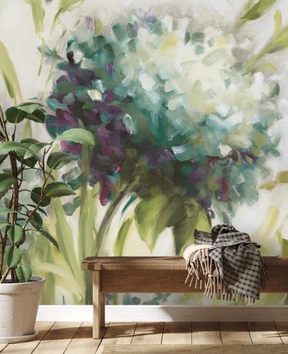 sininen Hydrangea Field kasvitieteellinen seinämaalaus, kirjoittanut Lisa Audit sininen Hydrangea Field kasvitieteellinen seinämaalaus, kirjoittanut Lisa Audit