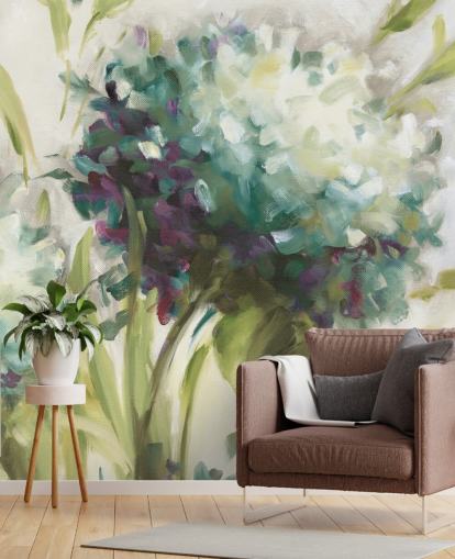 mural de pared botánico azul Hydrangea Field de Lisa Audit mural de pared botánico azul Hydrangea Field de Lisa Audit