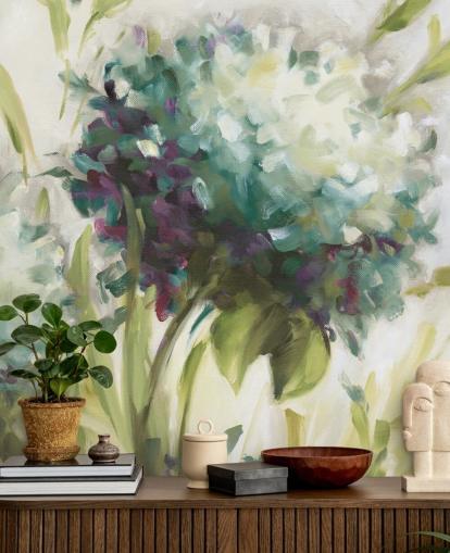 mural de parede botânico Hydrangea Field azul de Lisa Audit mural de parede botânico Hydrangea Field azul de Lisa Audit