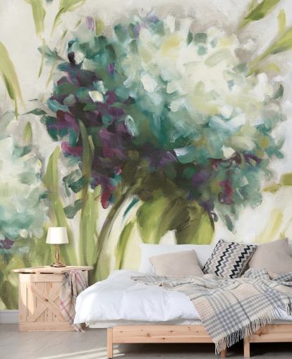 mural de pared botánico azul Hydrangea Field de Lisa Audit mural de pared botánico azul Hydrangea Field de Lisa Audit