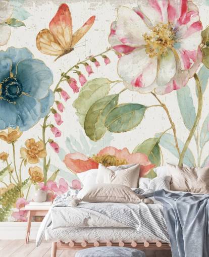 farbenfrohes botanisches Wandbild