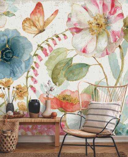 farbenfrohes botanisches Wandbild