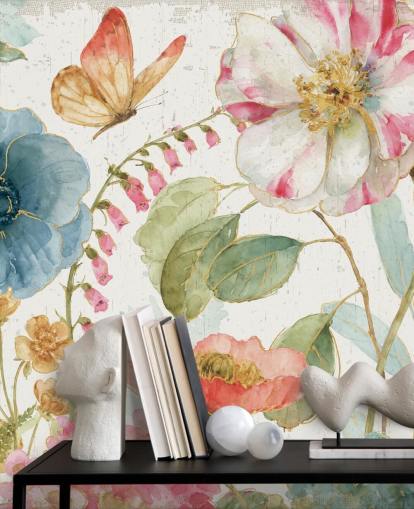 farbenfrohes botanisches Wandbild